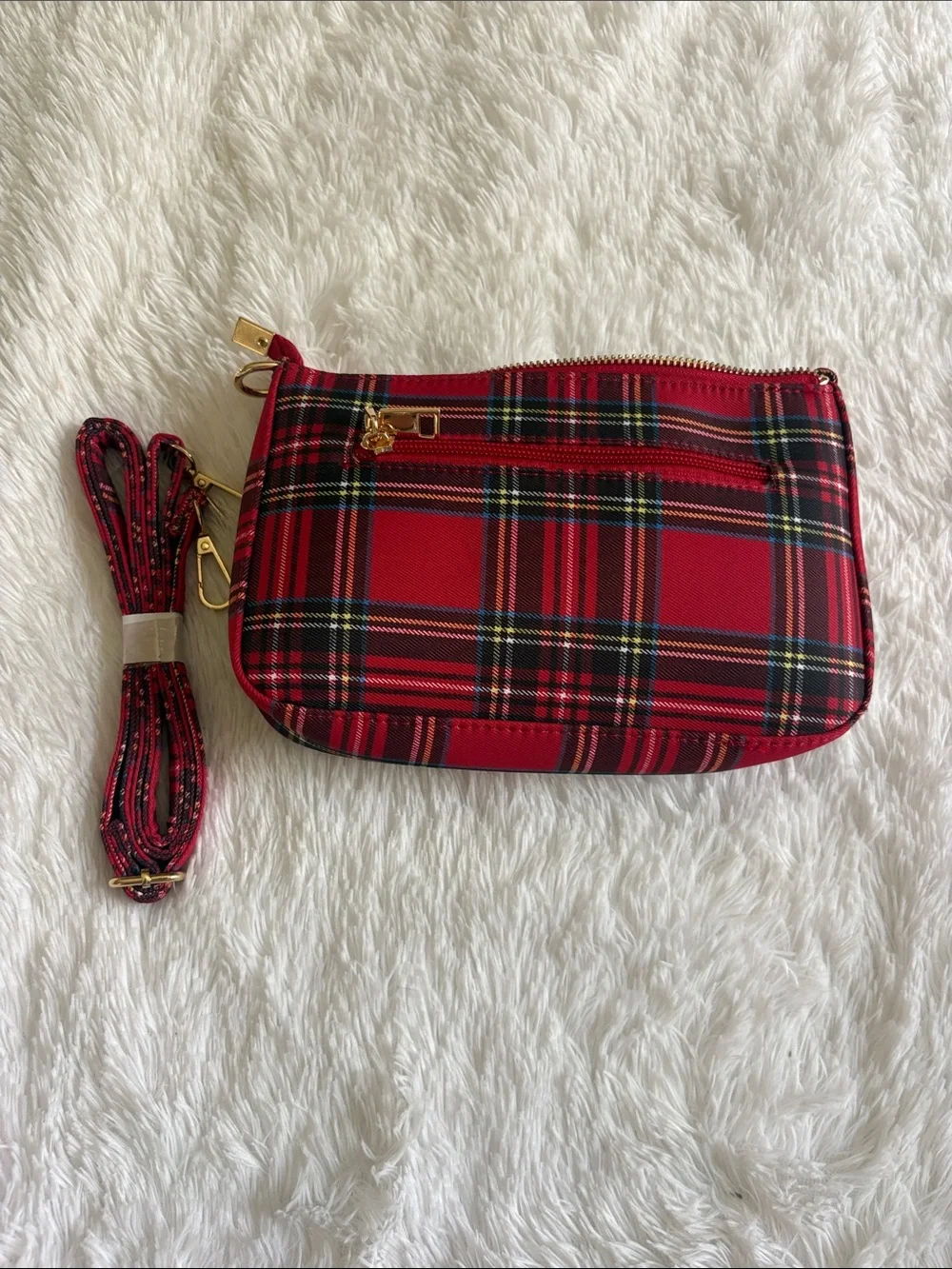 NWOT red plaid small crossbody